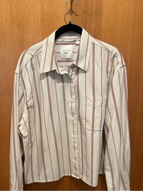 UNIQLO JW Anderson Cream & Burgundy Striped Button-Up Shirt